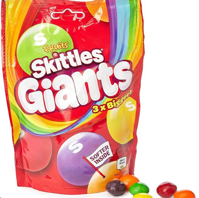 Skittles Giants Fruits / Скитлс Гигантские Драже Фруктовый 141гр. (Ирландия)  #1