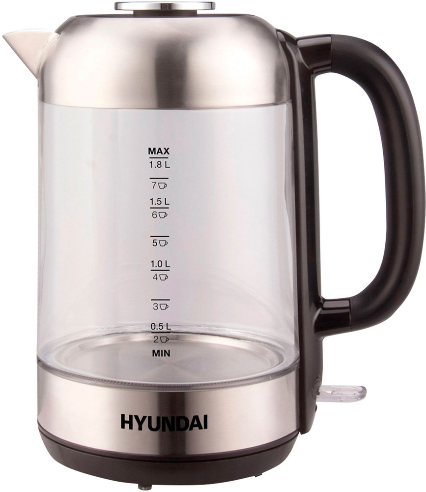 Чайник электрический Hyundai HYK-G4034 1.8л. 2200Вт черный/прозрачный (корпус: стекло)  #1
