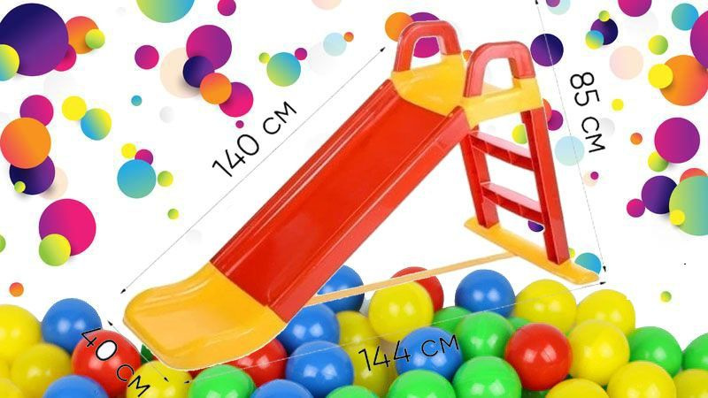 Горка детская красно-желтая Долони +100 шариков длина спуска - 140см 014400/02 Doloni-Toys  #1