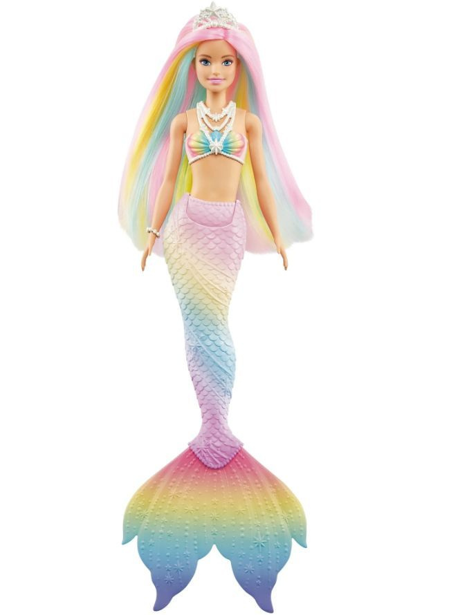 Кукла Barbie Русалочка с разноцветными волосами GTF89. Товар уцененный  #1