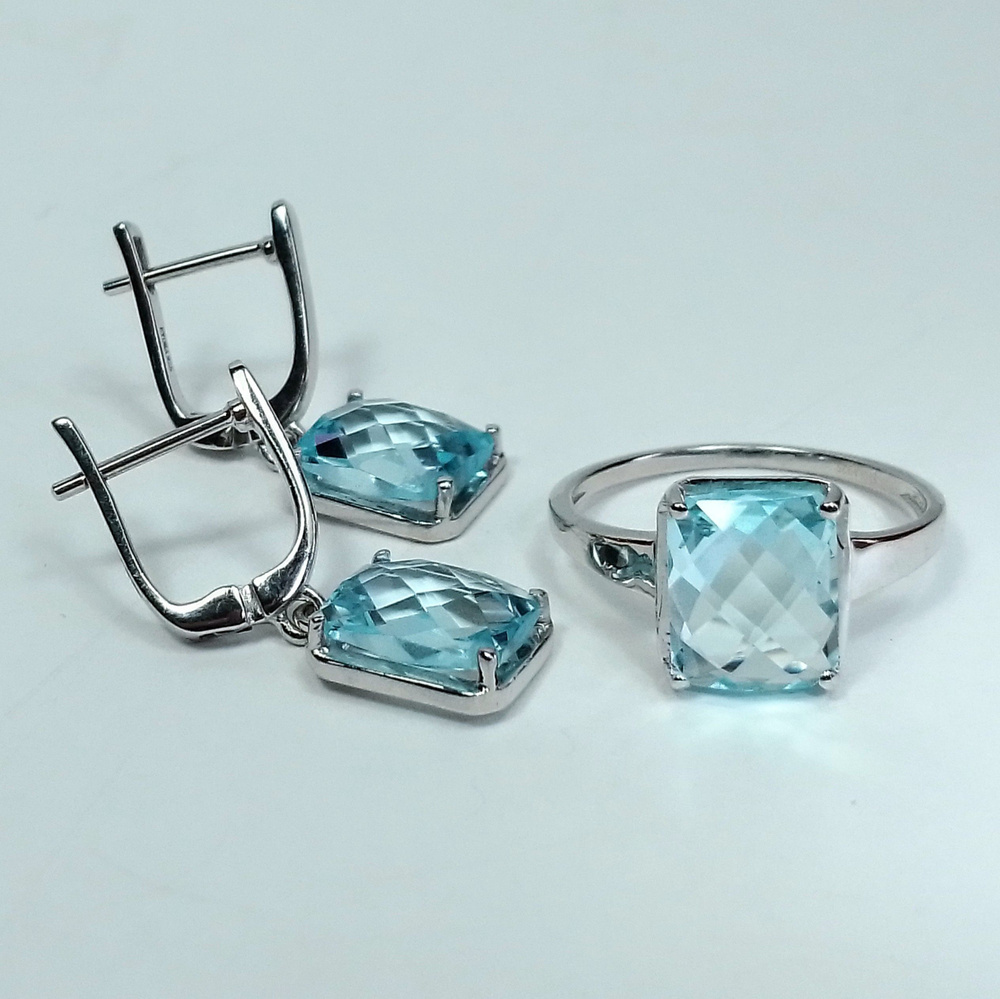 Комплект украшений с топазами кольцо 18 + серьги серебро 925 пробыродирование - купить с доставкой по выгодным ценам в интернет-магазине OZON(969016006)