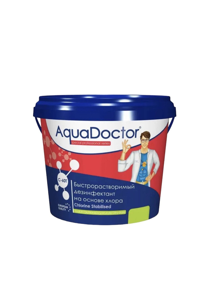 Дезинфектант для бассейна на основе хлора быстрого действия AquaDoctor C-60T 1кг  #1