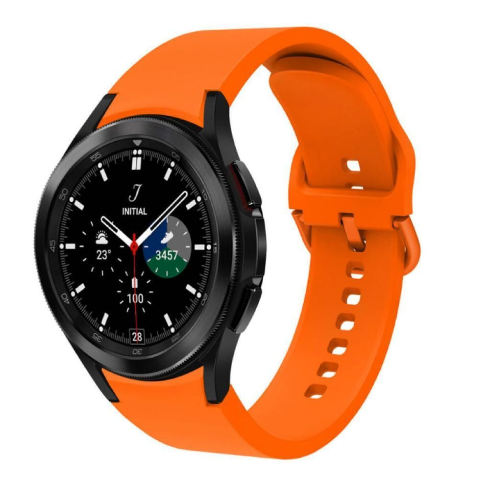 Ремешок для часов Samsung Galaxy Watch 4 / 5 / 5 pro / 6 силиконовый (ярко-оранжевый)  #1