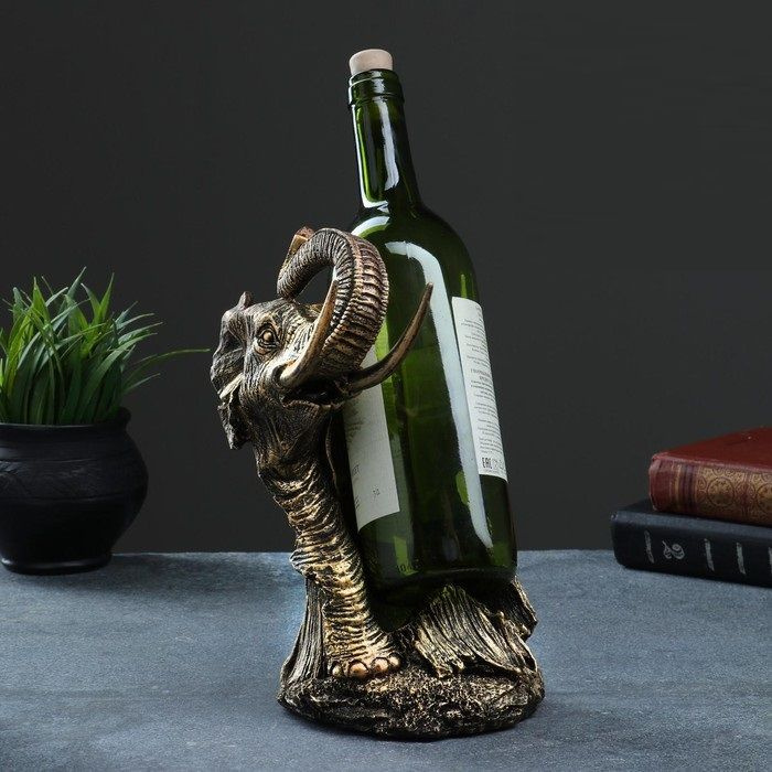 Хорошие сувениры, Подставка под бутылку "Слон" бронза 14х13х25см  #1