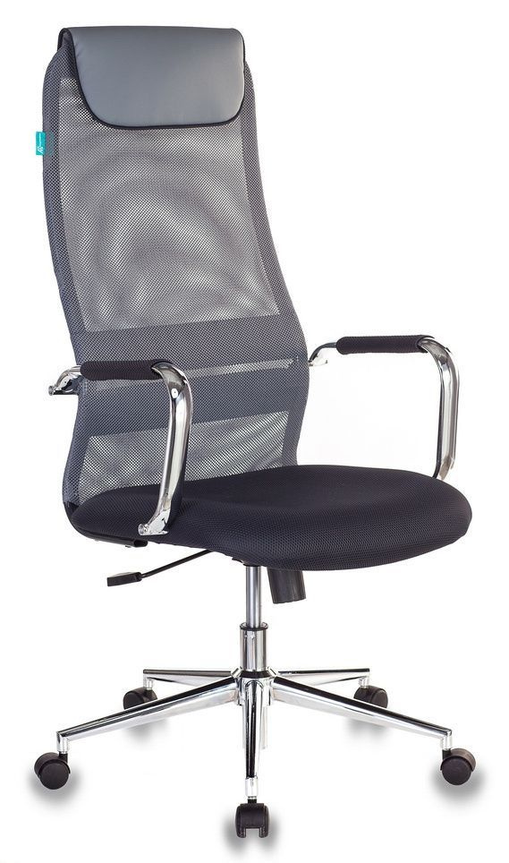 Кресло руководителя Бюрократ KB-9N темно-серый TW-04 TW-12 сетка/ткань с подголов. крестов. металл хром #1