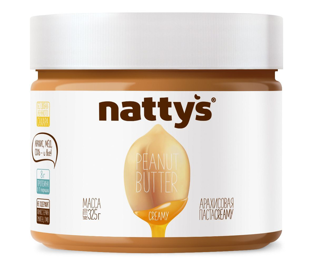 Арахисовая паста Nattys CREAMY с мёдом, 325 г #1
