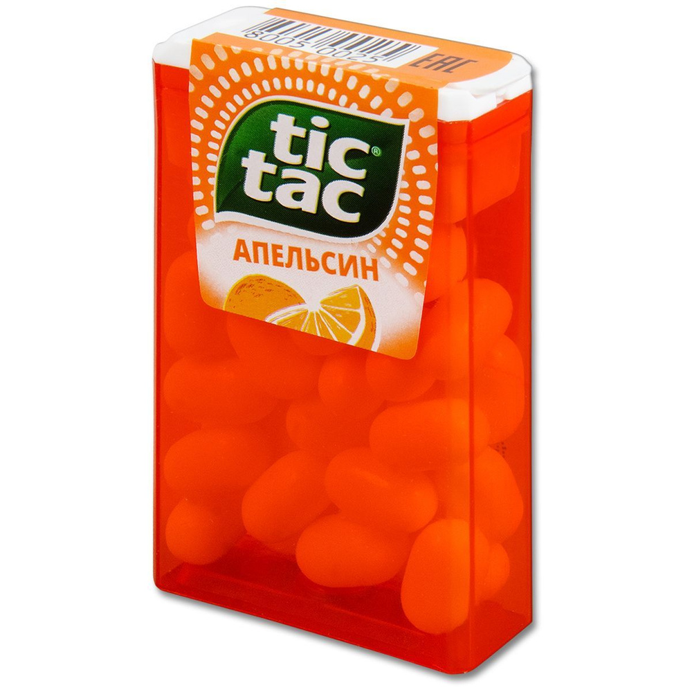 Сахарное драже Tic Tac Апельсин, в пластиковом боксе, 16 г, 1 шт.  #1