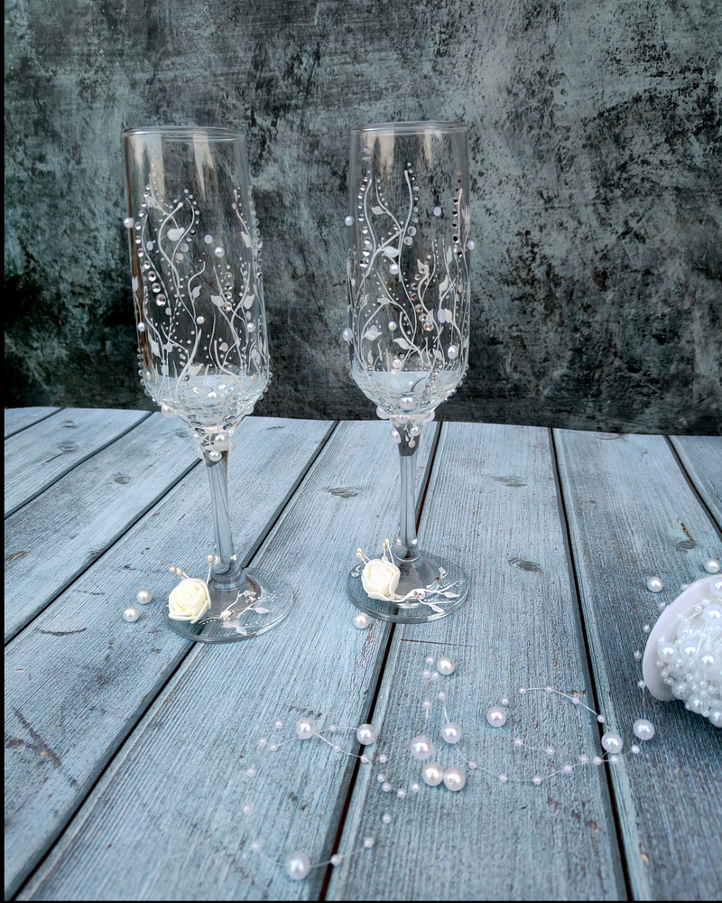 Свадебные бокалы для шампанского, фужеры свадебные #1