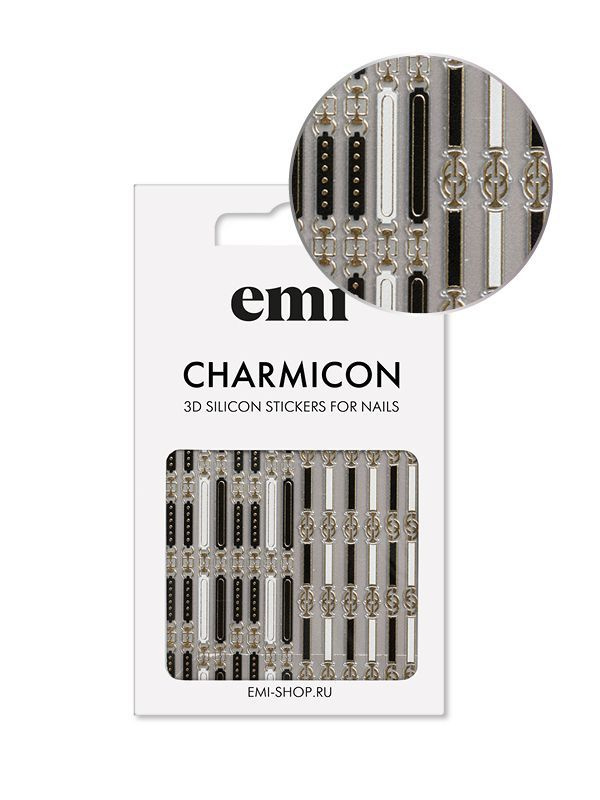 EMI Наклейки для дизайна ногтей Charmicon 3D Silicone Stickers №156 Ремни  #1