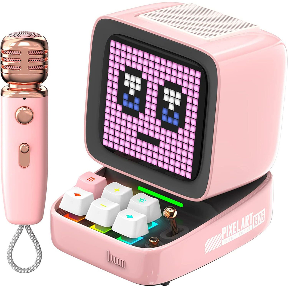 Беспроводная умная колонка с пиксельным LED-экраном и микрофоном Divoom Ditoo Mic (Розовый / Pink)  #1