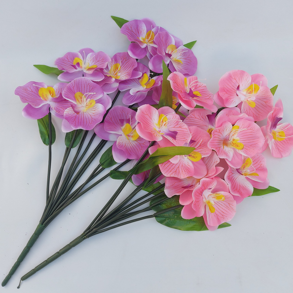 Искусственные цветы на кладбище / Орхидеи розовые и сиреневые два букета / Высота 60 см  #1