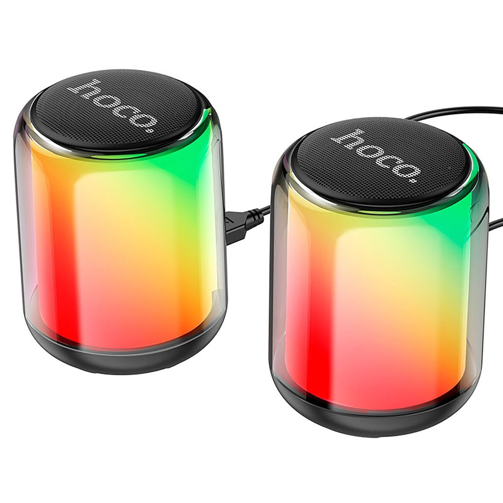 Колонки Hoco BS56 Colorful BT 2-in-1, Bluetooth, USB, черные, 1 пара #1
