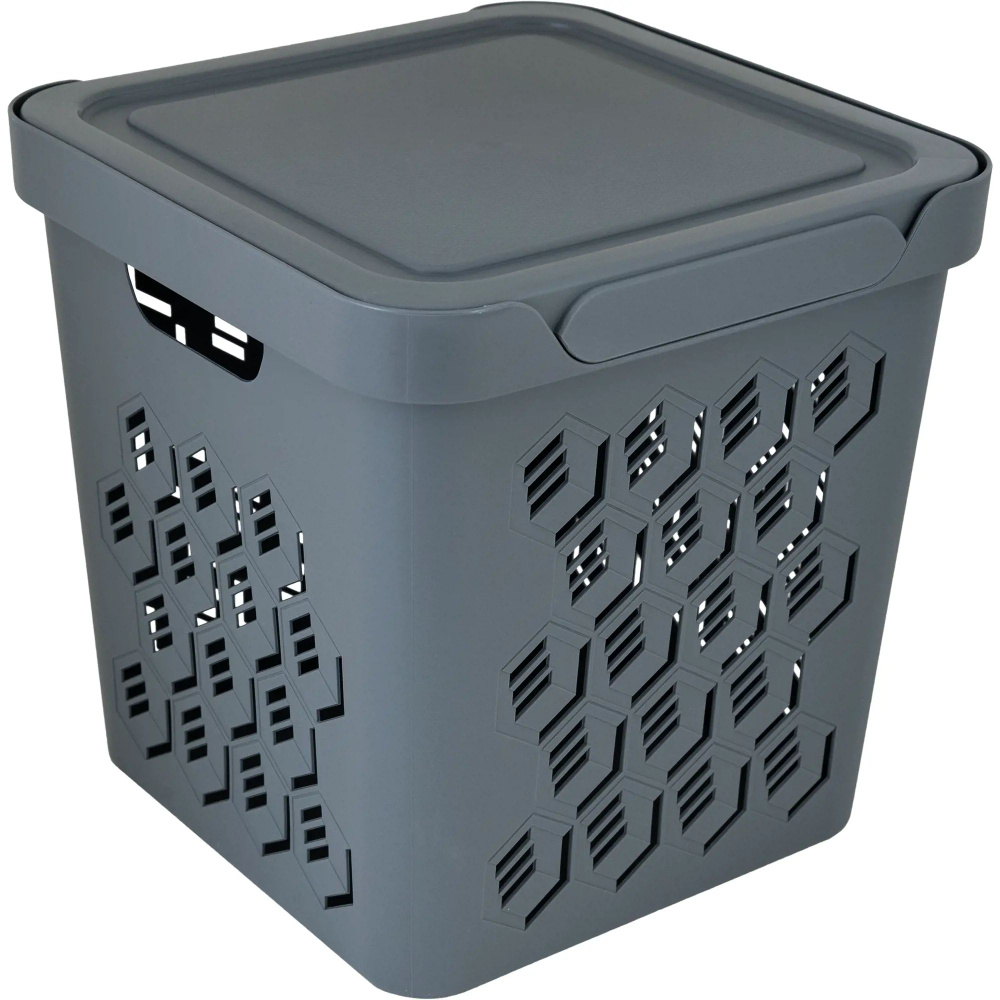 Ящик для хранения, с крышкой, цвет: серый, 18л #1