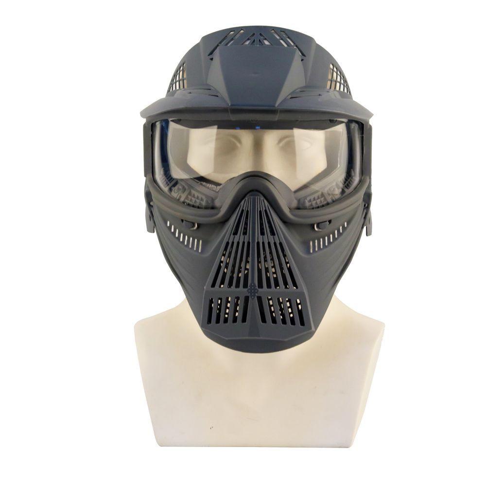 Игровая тактическая защитная маска К2 с козырьком серая для страйкбола и пейнтбола  #1
