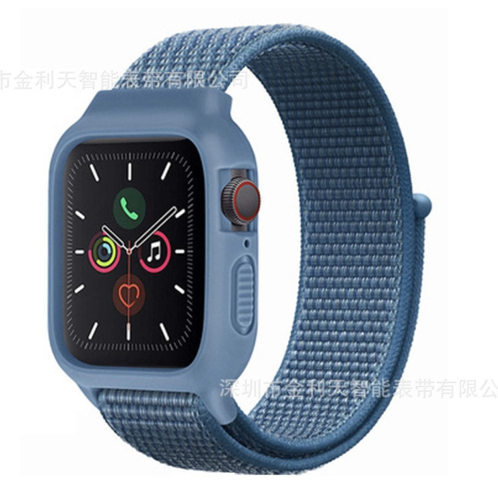 Защитный силиконовый корпус с ремешком для Apple Watch (42мм, 44мм,45мм) Синий  #1