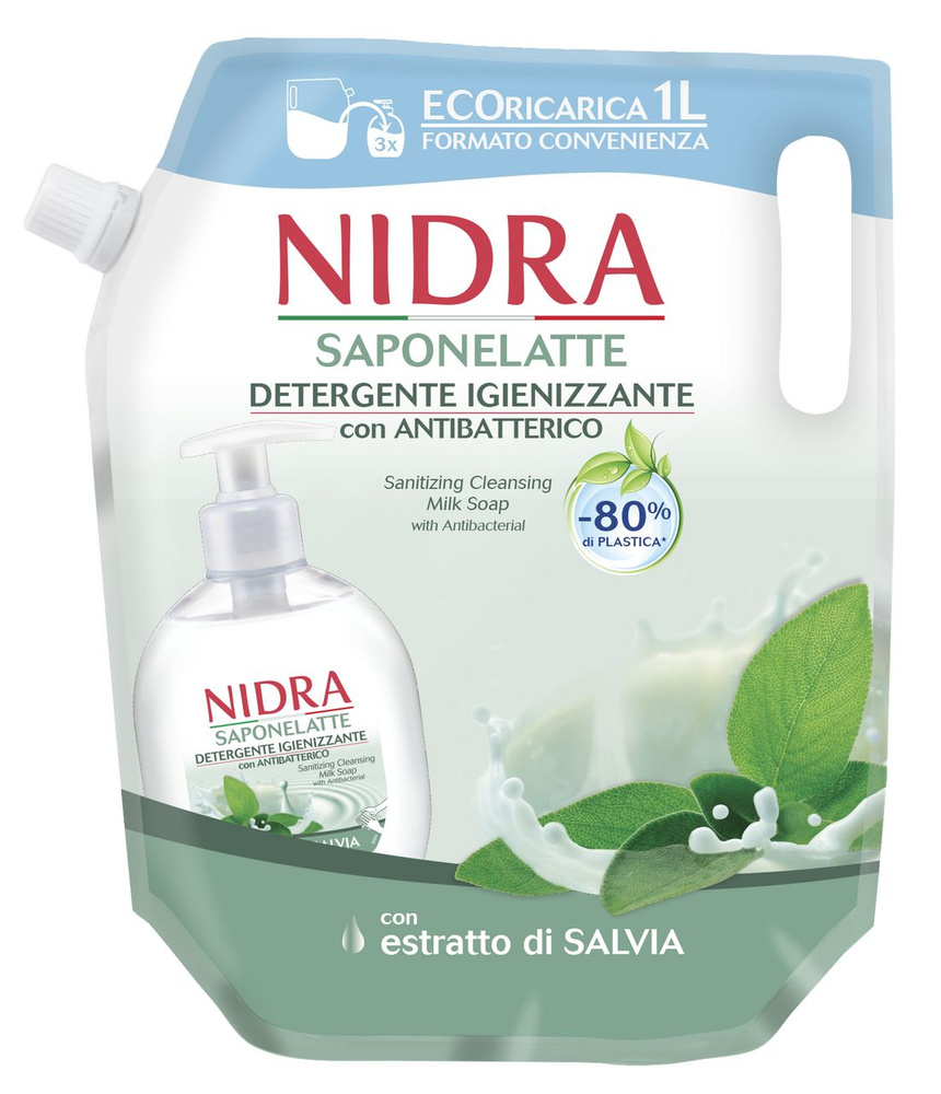 Мыло-молочко жидкое Nidra очищающее антибактериальное, 1л  #1