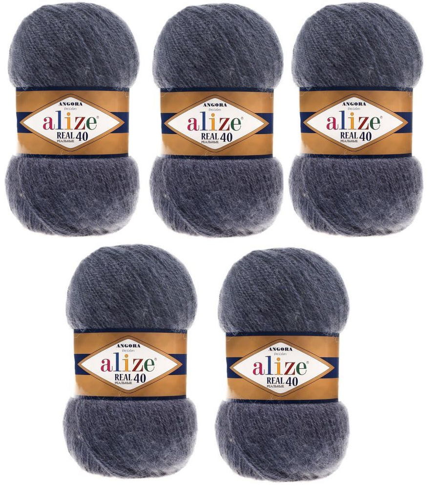 Пряжа Alize Angora Real 40 / состав: 40 % шерсть, 60 % акрил, метраж : 100 гр. 430 м / упаковка : 5 x #1