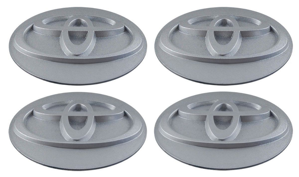 Наклейки на диски пластиковые рельефные 60 мм 4 шт / Стикеры на колпачки дисков Toyota серебристые  #1