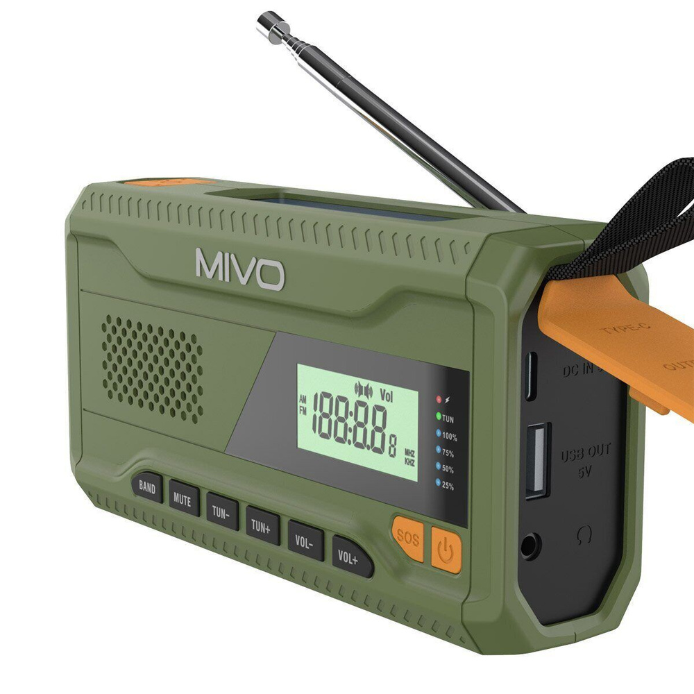 Многофункциональный походный FM радиоприемник Mivo MR-001 (зеленый)  #1