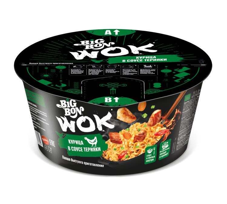 Лапша быстрого приготовления BIG BON WOK острая курица в соусе терияки, чашка 85 г - 6 штук  #1