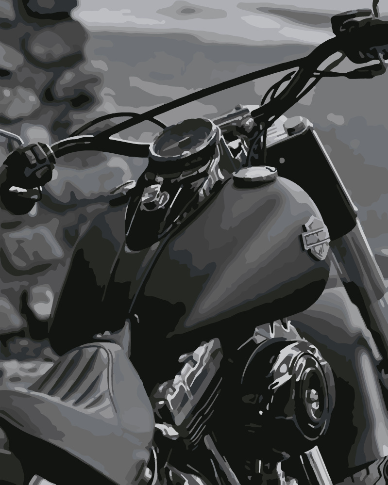 Картина по номерам Hobruk "Мотоцикл", на холсте на подрамнике 40х50, раскраска по номерам, набор для #1