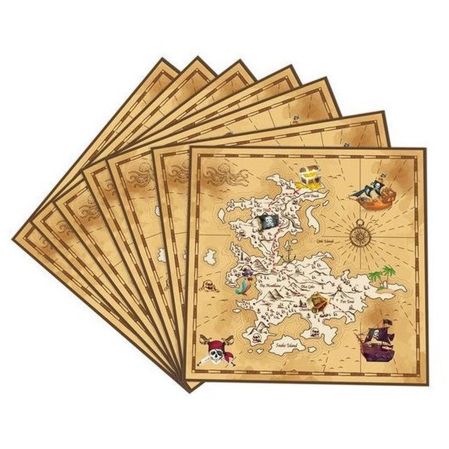 Салфетки Пиратская карта сокровищ 33см 20шт #1