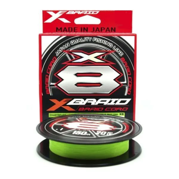 Плетёный шнур YGK X-BRAID BRAID CORD X8 150m #0.4 0.104mm 10lb 4.5kg GREEN #1