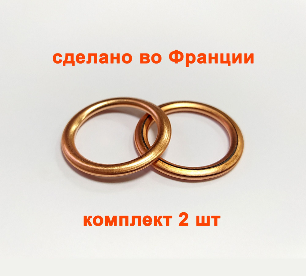 Прокладка сливной пробки (КОМПЛЕКТ 2 штуки) для LADA/RENAULT/CITROEN/PEUGEOT (16x22x2) - Sasic арт. 1640020 #1