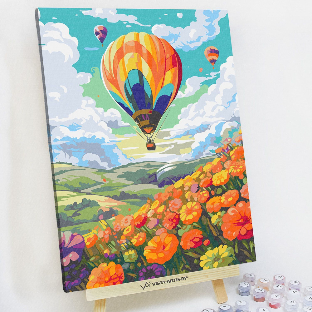 Картина по номерам, холст на подрамнике - Воздушный шар - Пейзаж, природа 30x40 см.  #1