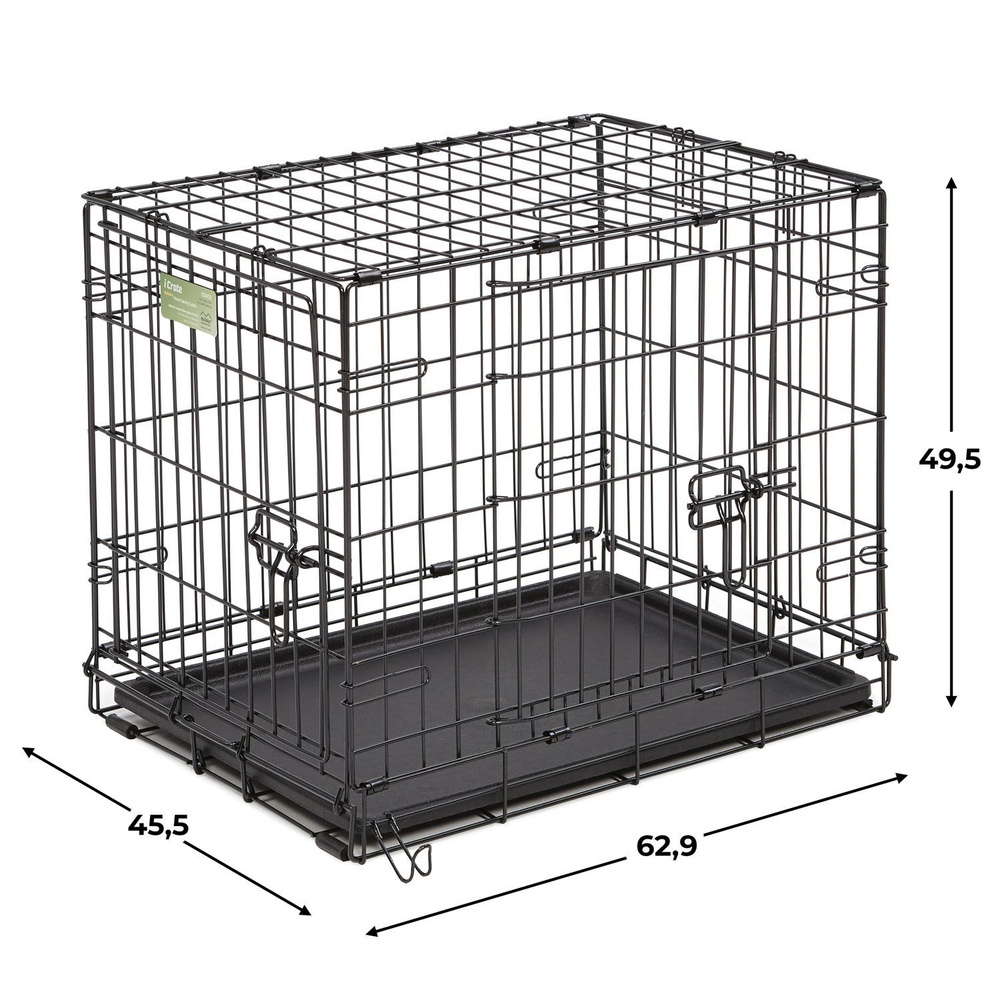 Клетка MidWest iCrate для собак 62,9х45,5х49,5h см, 2 двери, черная 1524DD  #1