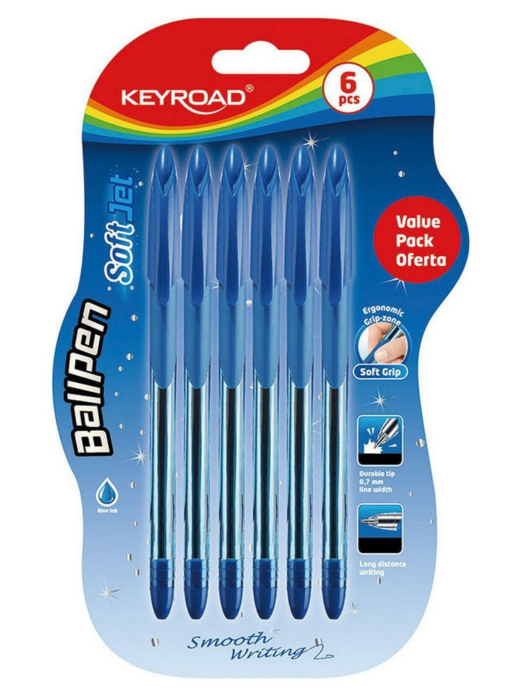 Keyroad Ручка Шариковая, толщина линии: 0.7 мм, цвет: Синий, 6 шт.  #1