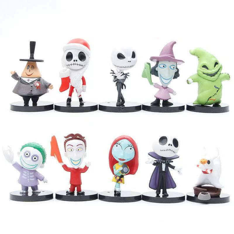 Набор фигурок Кошмар перед Рождеством Джек Скеллингтон / The Nightmare Before Christmas 10шт (7см)  #1