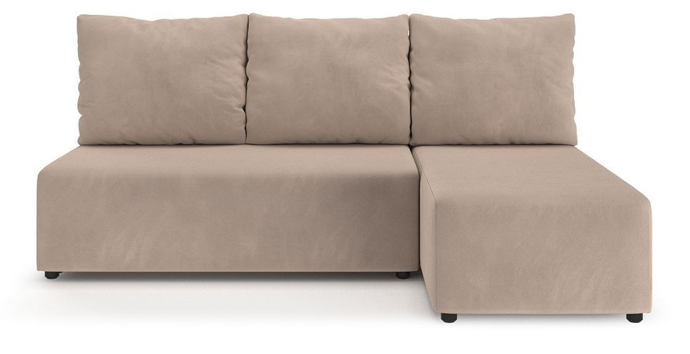 Угловой диван-кровать PUSHE раскладной Каир Lux, правый угол, велюр, бежевый Balance 130  #1