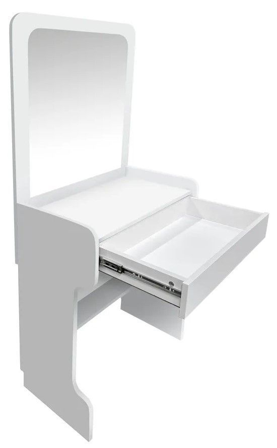 Туалетный столик с зеркалом и ящиком Нева 60 см, белый матовый  #1