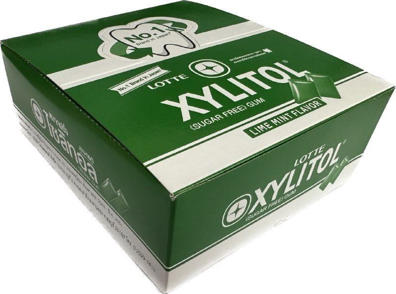 Резинка жевательная Xylitol Lime Mint "Лайм и мята", Thai Lotte (10 блистеров х 11,6гр)  #1