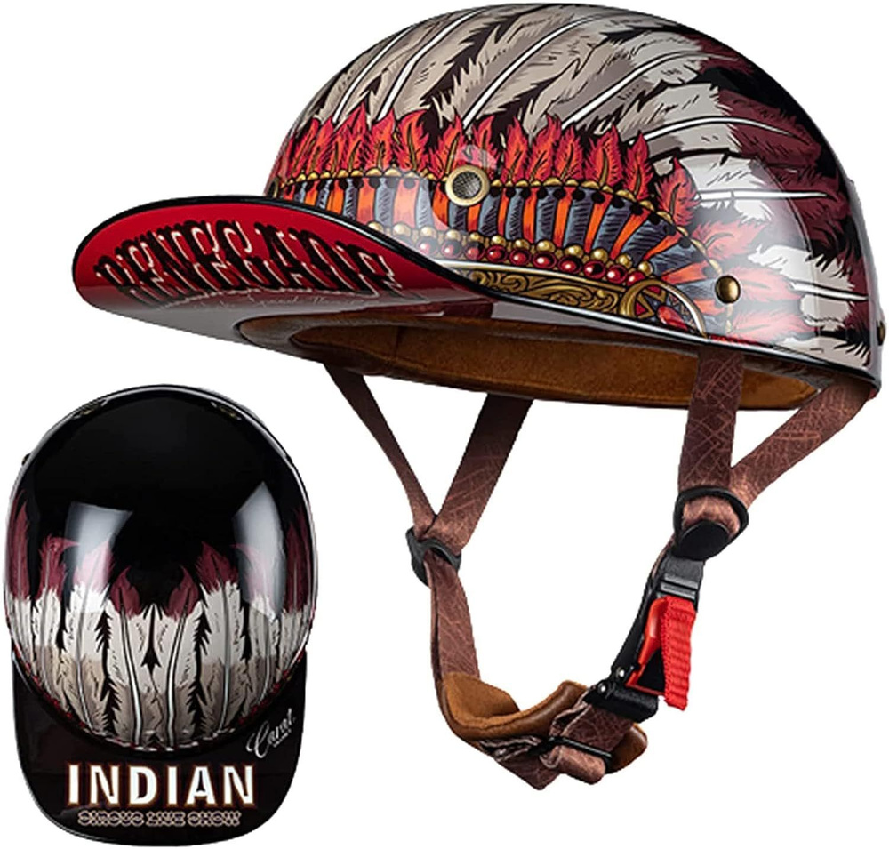 Мотошлем Ретро с черепом, полушлем для мужчин и женщин, мотоциклетный ...