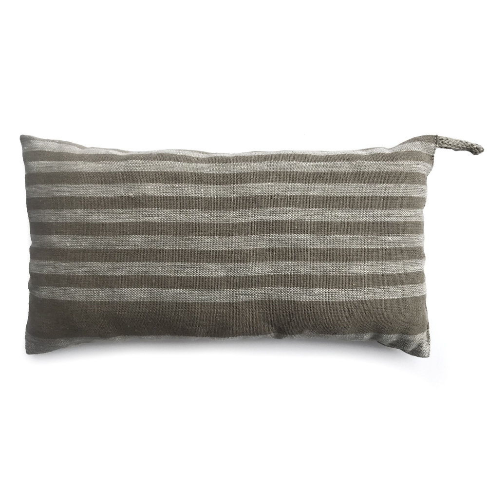 Подушка для сауны Linen Steam Капучино (22х40 см, бежевая полоска, 100% лён)  #1