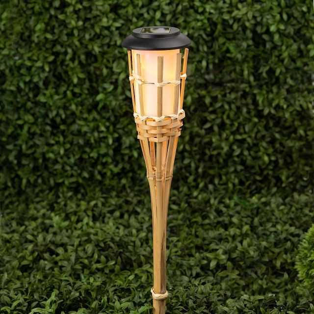 Светильник садовый Факел бамбук 56см на солнечных батареях  #1