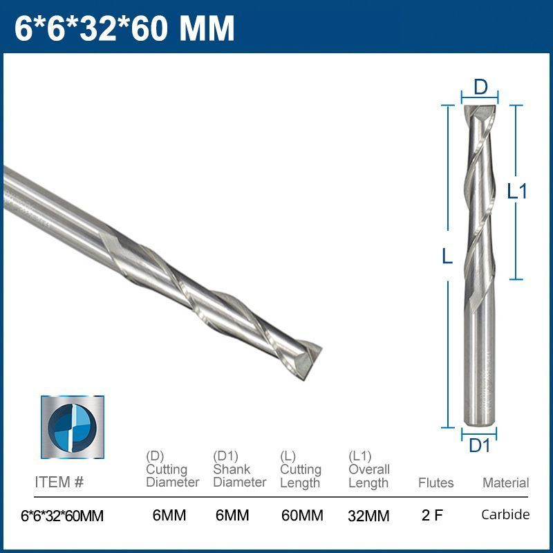 Концевая Спиральная, Двухзаходная Фреза XCAN 21LXD, 6х60 мм - купить по ...