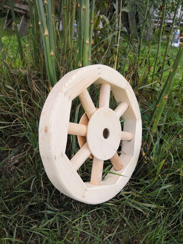 Колесо от телеги деревянное декоративное. D28.5см. Без покрытия  #1