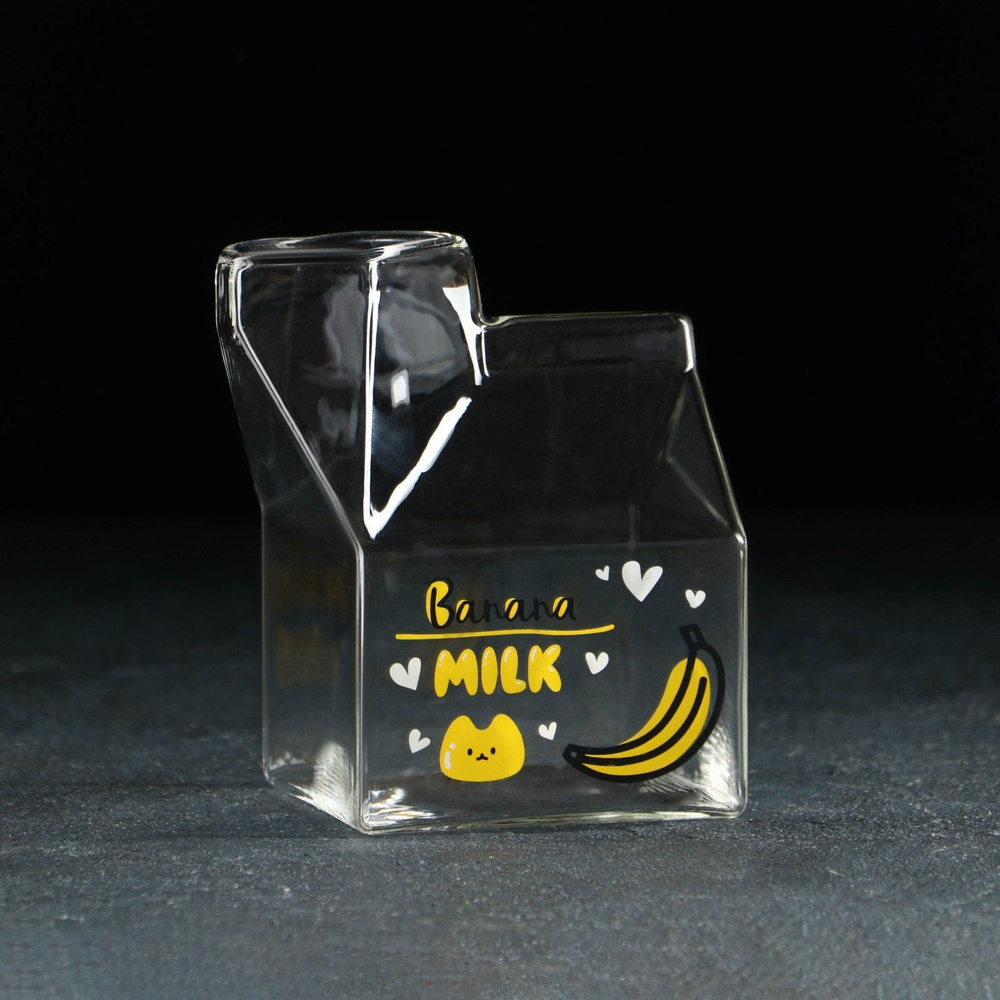 Молочник стеклянный "Пакет", объем 400 мл, размер 7х9х9,5 см #1