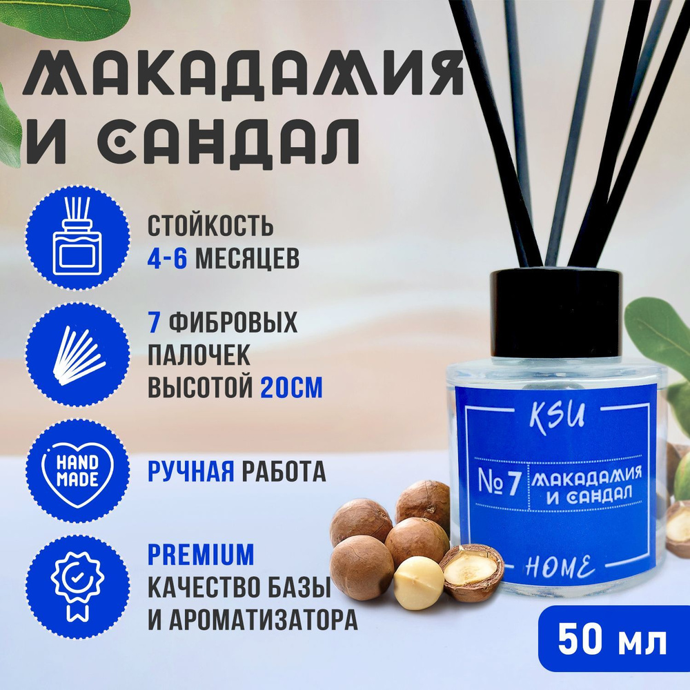 Ароматизатор для дома. Аромадиффузор Макадамия и Сандал 50ml  #1