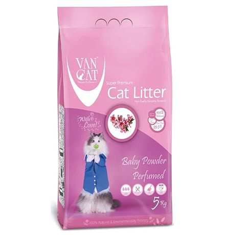 Van Cat Baby Powder / Комкующийся наполнитель Ван Кэт для кошачьих туалетов Без пыли с ароматом Детской #1