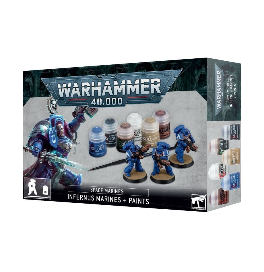 Набор миниатюр Warhammer 40000: Space Marines - Infernus Marines + краски Paints Set  #1