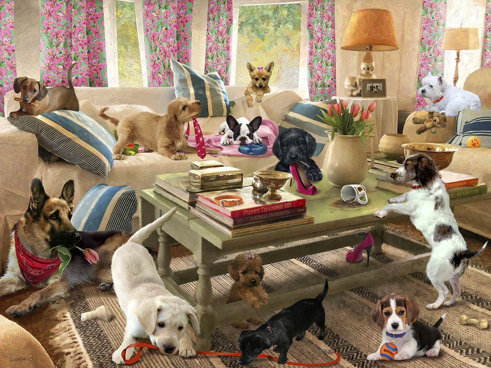 Пазл стерео Prime 3D "Собаки в гостиной", 500 деталей,61х46 см #1