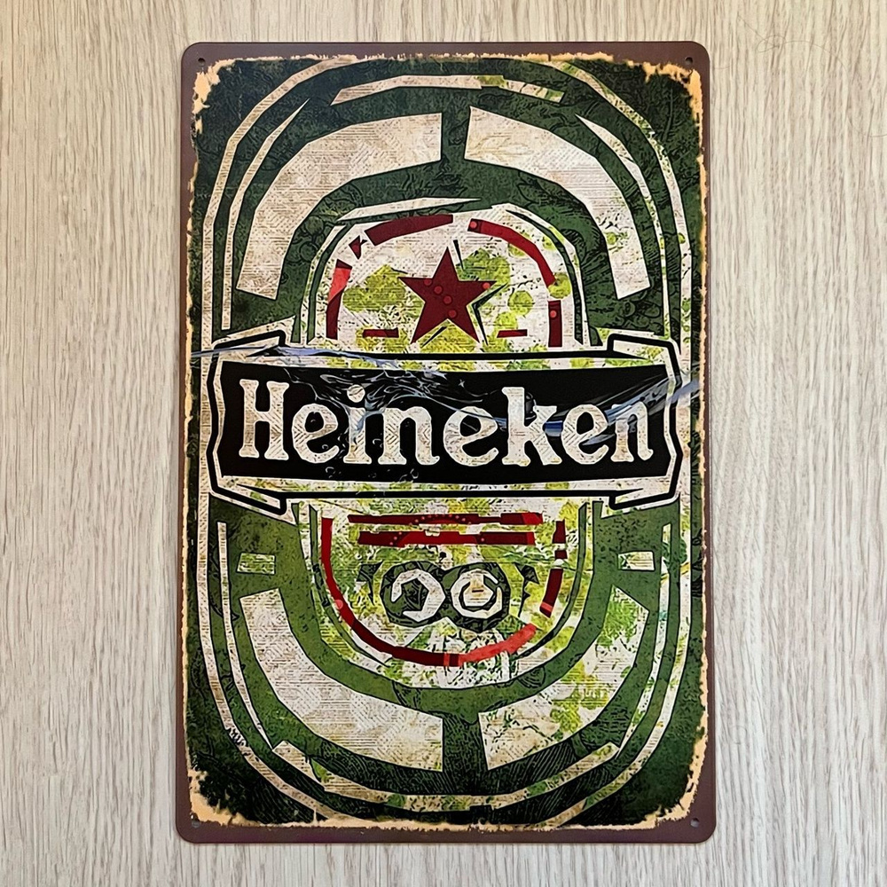 Табличка металлическая интерьерная пиво Heineken #1