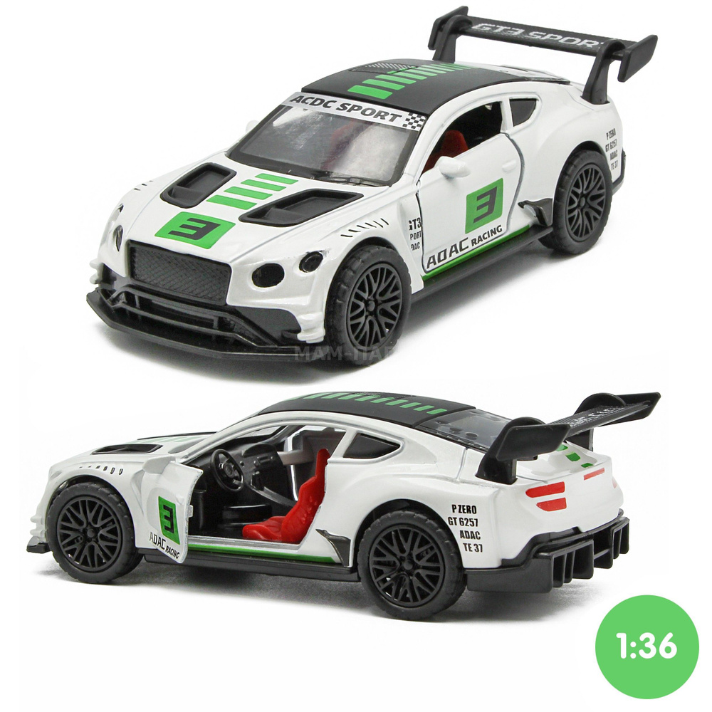 Машинка металлическая инерционная 1:36 Bentley Continental GT3 Racing (Гоночный Бентли Континенталь) #1