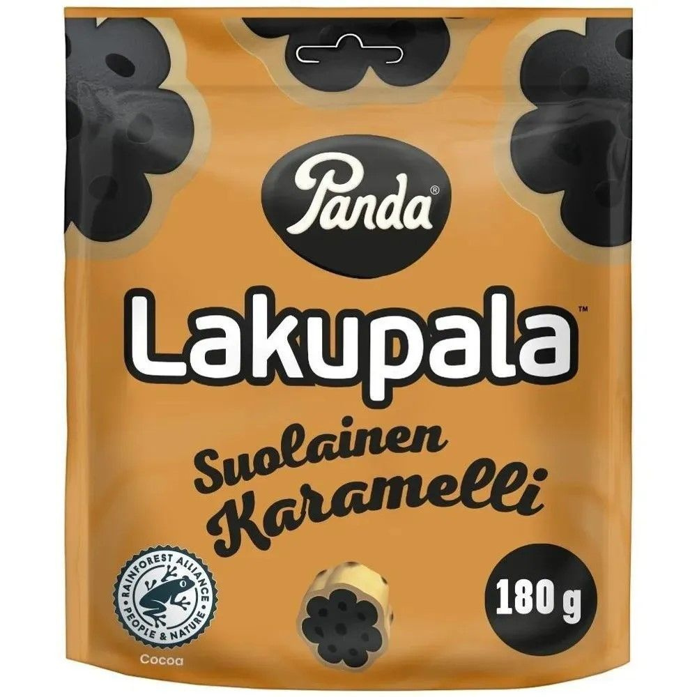 Лакричные конфеты Panda Lakupala Suolainen Karamelli в белом шоколаде, 180 г (Финляндия)  #1