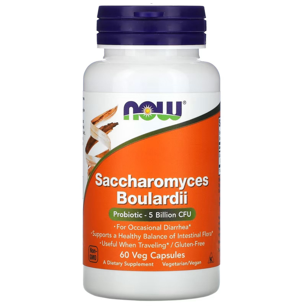 Сахаромицеты Буларди, ферменты, NOW Saccharomyces Boulardii, 60 капсул  #1