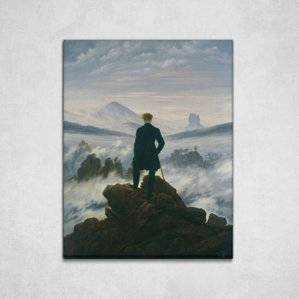 Картина на холсте, Каспар Давид Фридрих "Странник над морем тумана", 50x64см / Галерейщикъ  #1